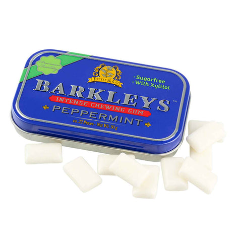 Barkleys Tin Peppermint Gum Pfefferminze-Geschmack zuckerfreie Kaugummis in Metalldose, 30g