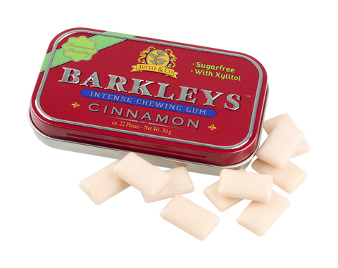 Barkleys Tin Cinnamon Gum Zimt-Geschmack zuckerfreie Kaugummis in Metalldose, 30g