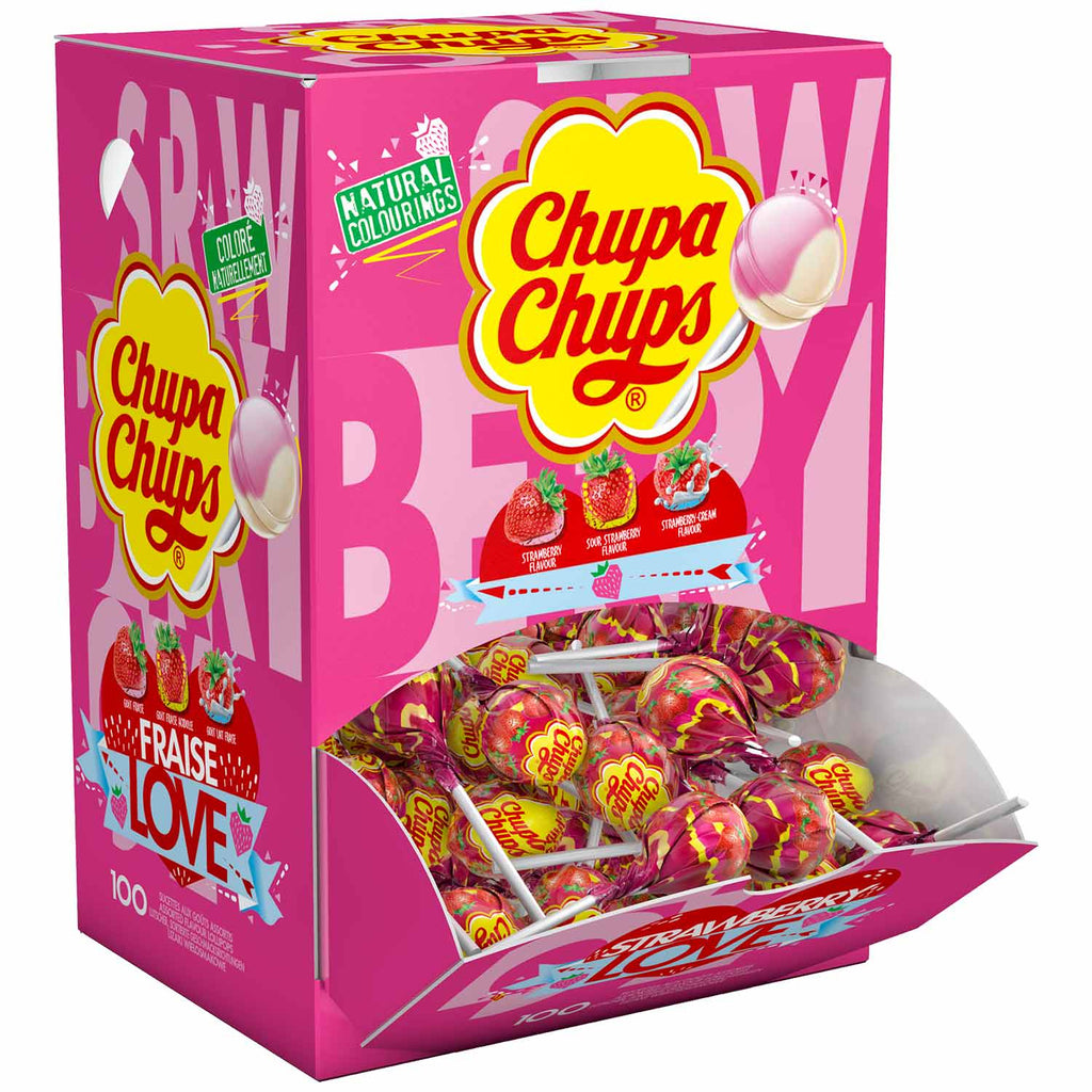 Chupa Chups Lollipop Strawberry Love Thekendisplay 150er –